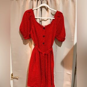 NWOT! Red Dress with Puff Sleeves!